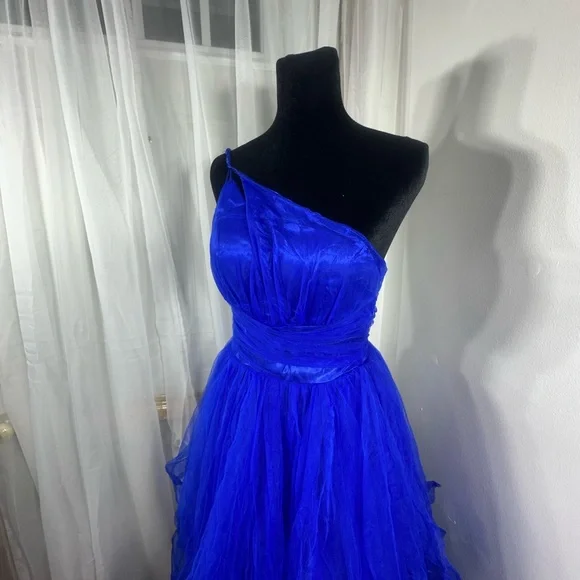 Blue One-Shoulder Prom Dress - Picture 5 of 11